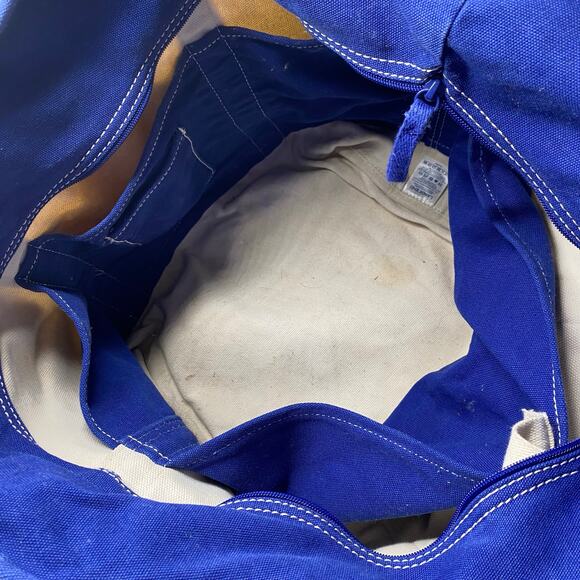 HUGE Lands End White Tote Blue Trim Multiple Pockets “Madison” - Picture 10 of 10